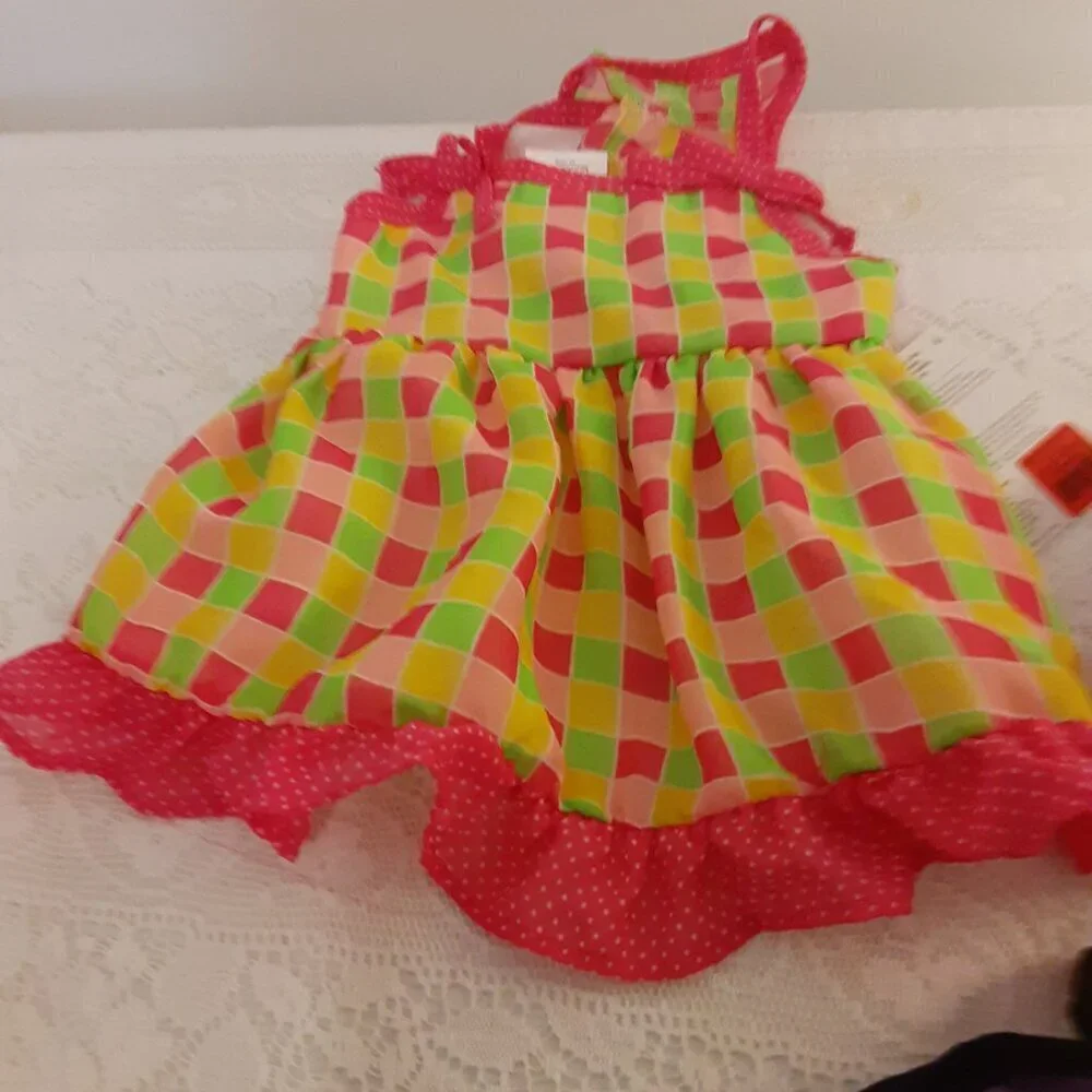 Lot of 3 Martha Stewart (M)(2) Dog Pink & Checker Dresses & Halloween Bat Outfit